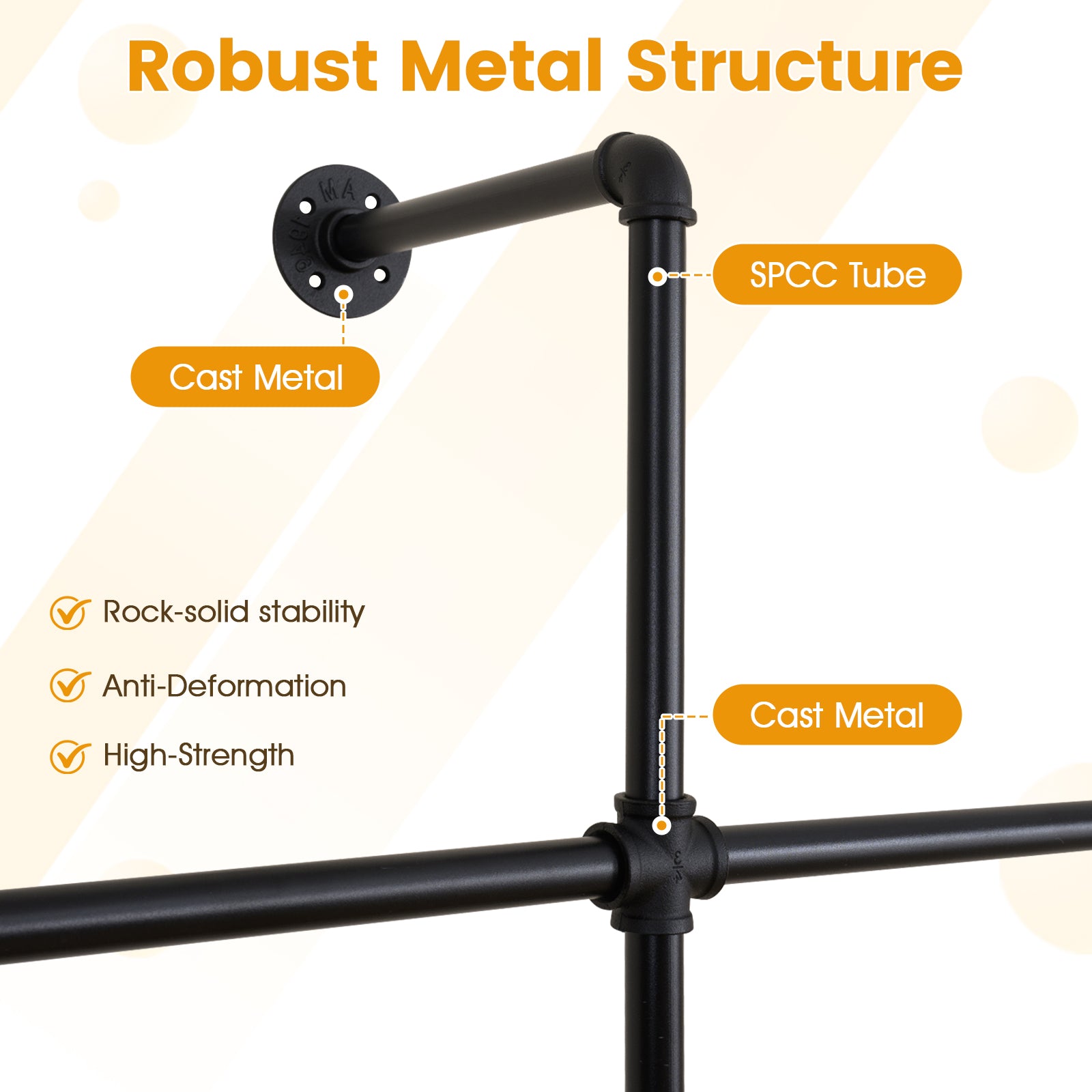 Wall Mounted Pipe Clothing Rack, 4 Hanging Rods, Black Clothing & Closet Storage at Gallery Canada