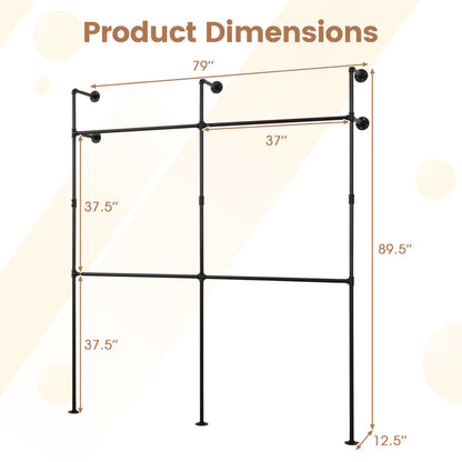 Wall Mounted Pipe Clothing Rack, 4 Hanging Rods, Black Clothing & Closet Storage at Gallery Canada