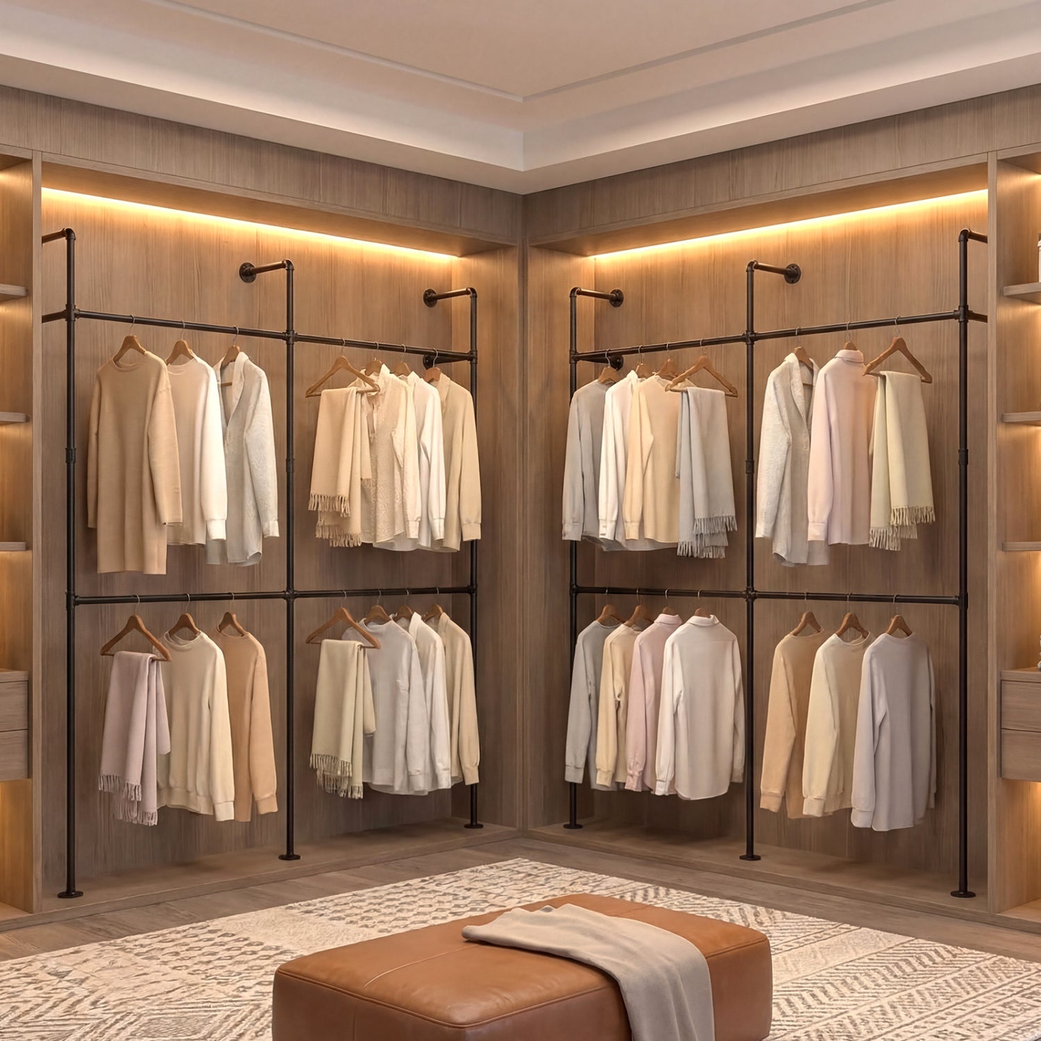 Wall Mounted Pipe Clothing Rack, 4 Hanging Rods, Black Clothing & Closet Storage at Gallery Canada