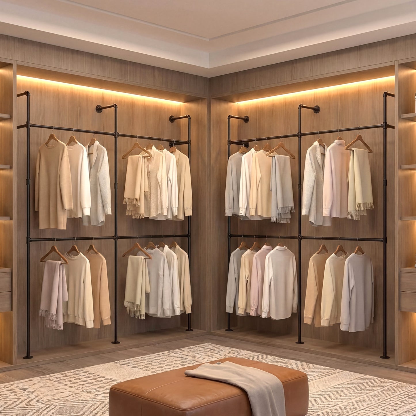 Wall Mounted Pipe Clothing Rack, 4 Hanging Rods, Black Clothing & Closet Storage at Gallery Canada