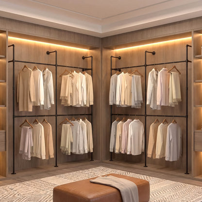 Wall Mounted Pipe Clothing Rack, 4 Hanging Rods, Black Clothing & Closet Storage at Gallery Canada