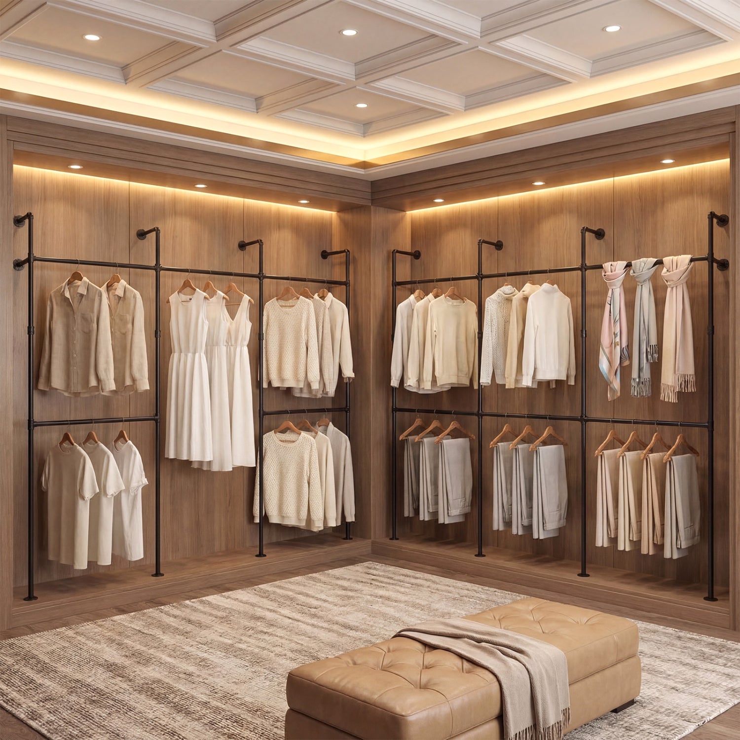 Wall Mounted Pipe Clothing Rack, 6 Hanging Rods, Black Clothing & Closet Storage at Gallery Canada