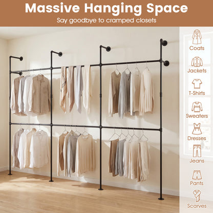Wall Mounted Pipe Clothing Rack, 6 Hanging Rods, Black Clothing & Closet Storage at Gallery Canada
