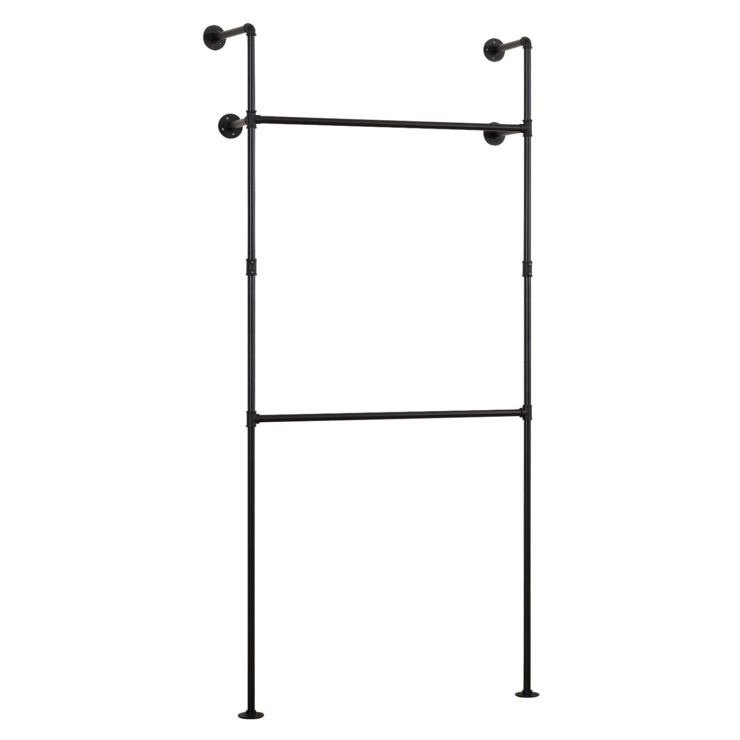 Wall Mounted Pipe Clothing Rack, 2 Hanging Rods, Black Clothing & Closet Storage at Gallery Canada