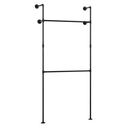 Wall Mounted Pipe Clothing Rack, 2 Hanging Rods, Black Clothing & Closet Storage at Gallery Canada