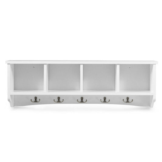 Wall Mounted Storage Cabinet, Hanging Entryway Shelf Coat Rack, White Coat Racks & Hall Trees White at Gallery Canada