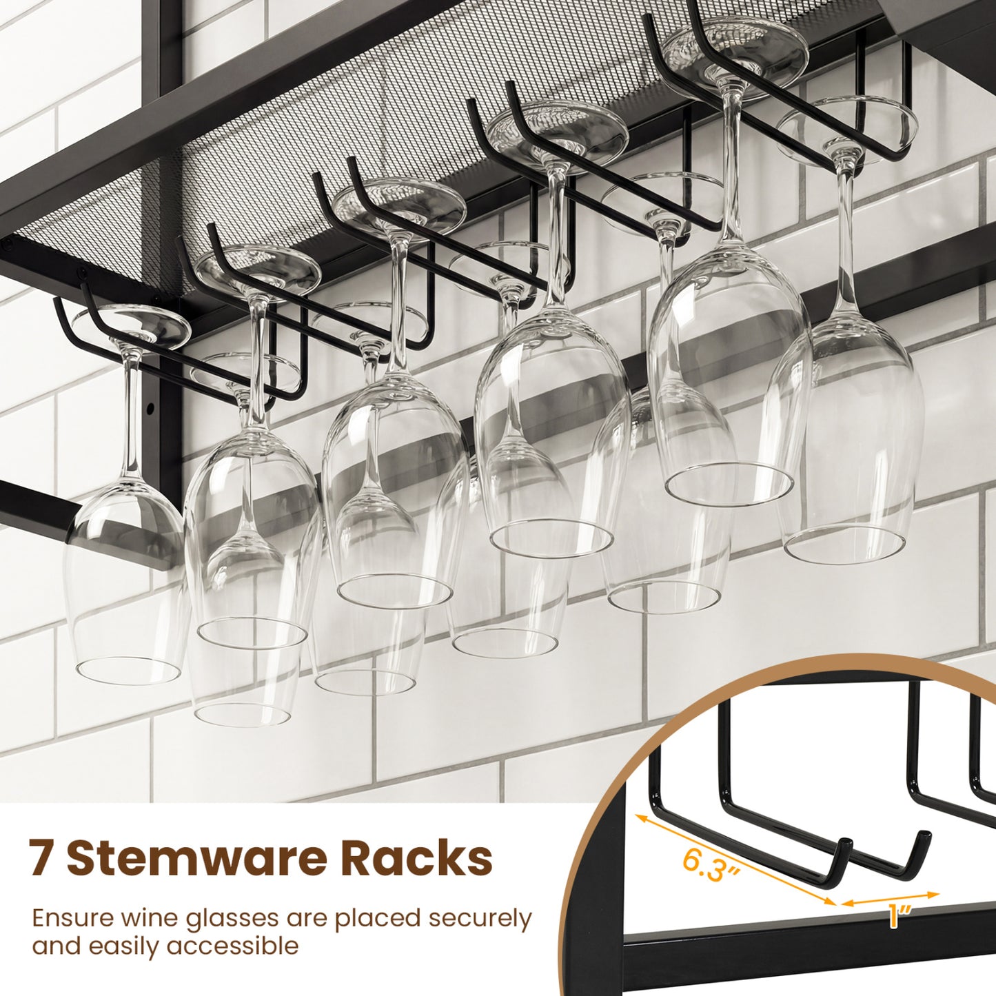 Wall Mounted Wine Rack 47" Large Floating Bar Shelves, Black Wine Racks at Gallery Canada