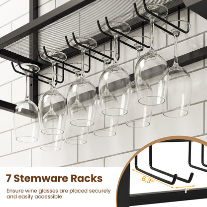 Wall Mounted Wine Rack 47" Large Floating Bar Shelves, Black Wine Racks at Gallery Canada