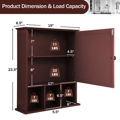 Wall Mounted Mirrored Bathroom Cabinet, Brown Wall Cabinets at Gallery Canada