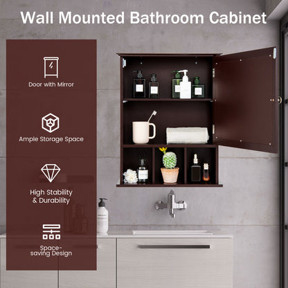 Wall Mounted Mirrored Bathroom Cabinet, Brown Wall Cabinets at Gallery Canada
