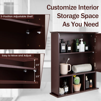Wall Mounted Mirrored Bathroom Cabinet, Brown Wall Cabinets at Gallery Canada