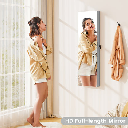 Wall and Door Mounted Mirrored Jewelry Cabinet with Lights, Gray Jewelry Armoires at Gallery Canada