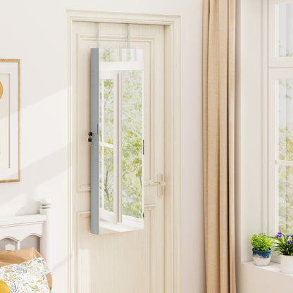 Wall and Door Mounted Mirrored Jewelry Cabinet with Lights, Gray Jewelry Armoires at Gallery Canada