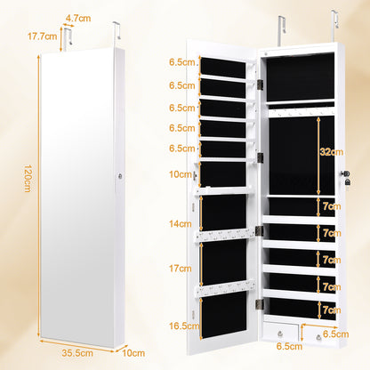 Wall and Door Mounted Mirrored Jewelry Cabinet With Lights, White Jewelry Armoires at Gallery Canada
