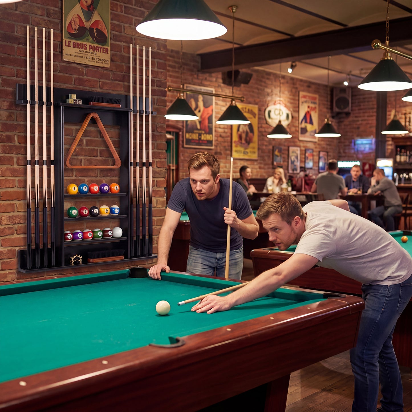 Wall Mounted Billiards Pool Cue Rack, Black Game Room at Gallery Canada