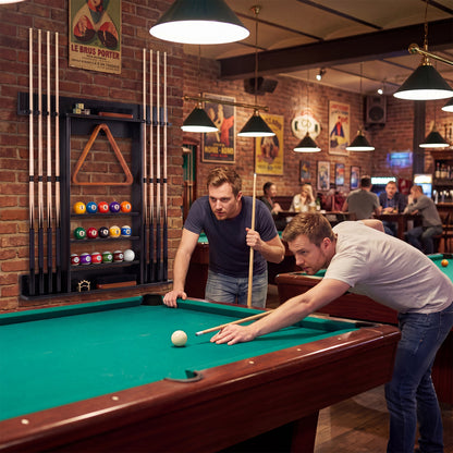Wall Mounted Billiards Pool Cue Rack, Black Game Room at Gallery Canada