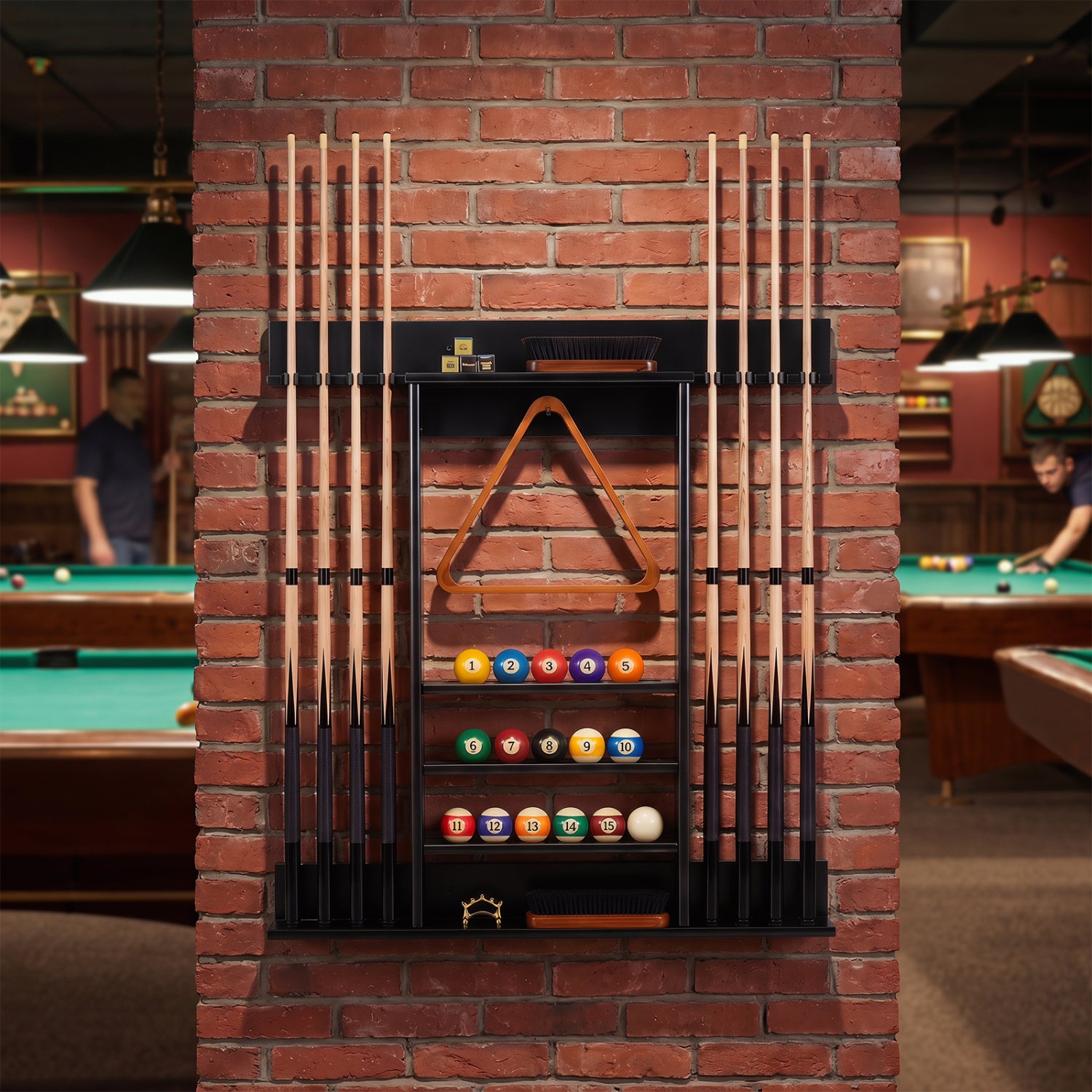 Wall Mounted Billiards Pool Cue Rack, Black Game Room at Gallery Canada