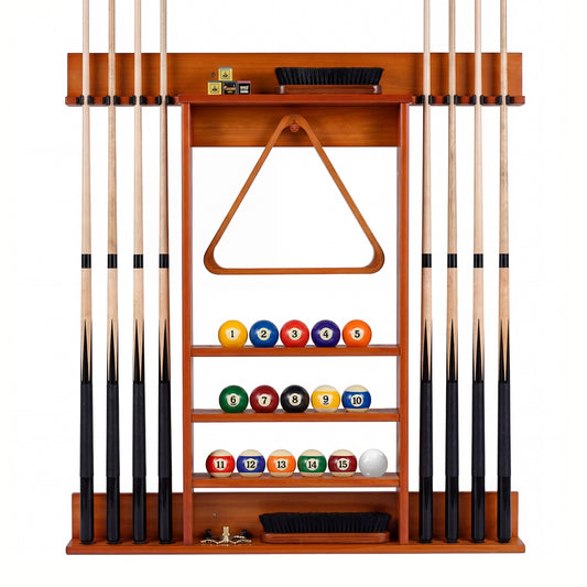 Wall Mounted Pool Cue Rack, Brown Game Room Brown at Gallery Canada