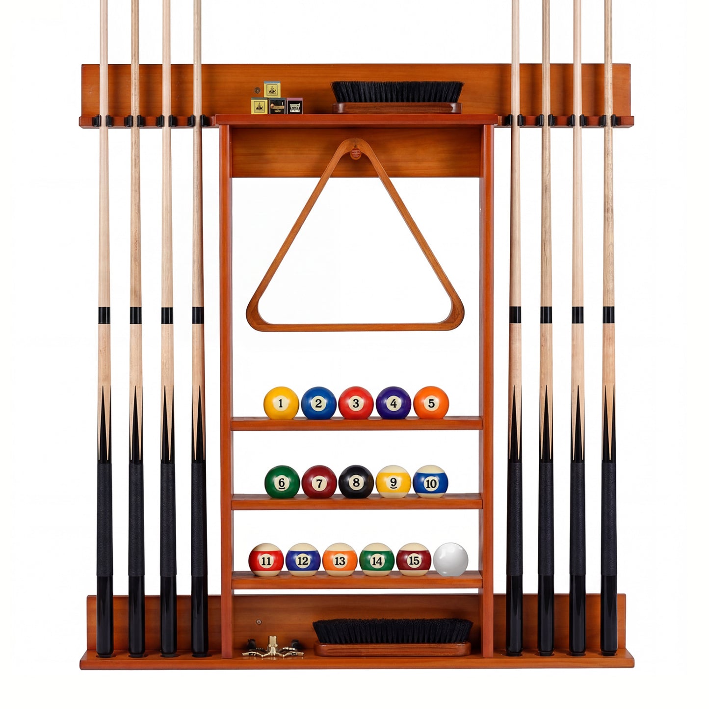 Wall Mounted Pool Cue Rack, Brown Game Room at Gallery Canada
