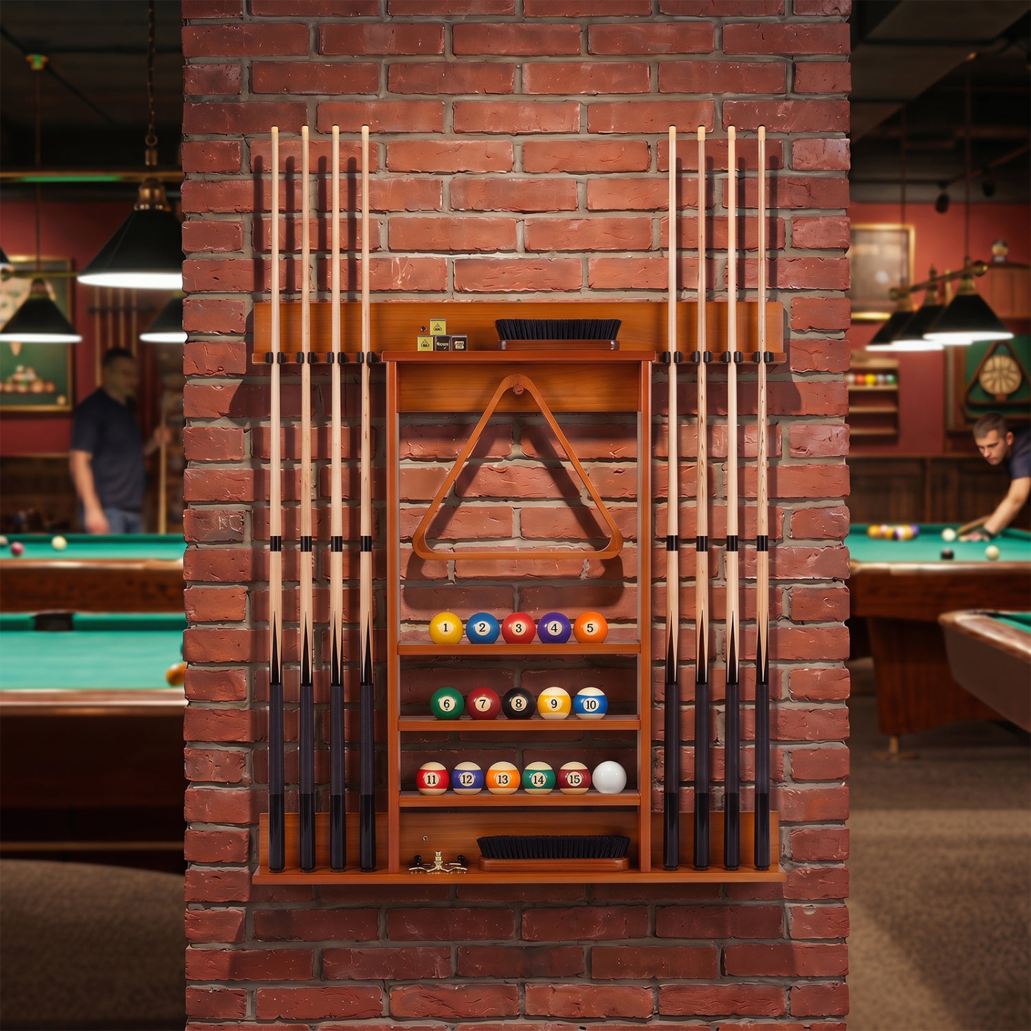 Wall Mounted Pool Cue Rack, Brown Game Room at Gallery Canada