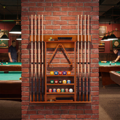 Wall Mounted Pool Cue Rack, Brown Game Room at Gallery Canada