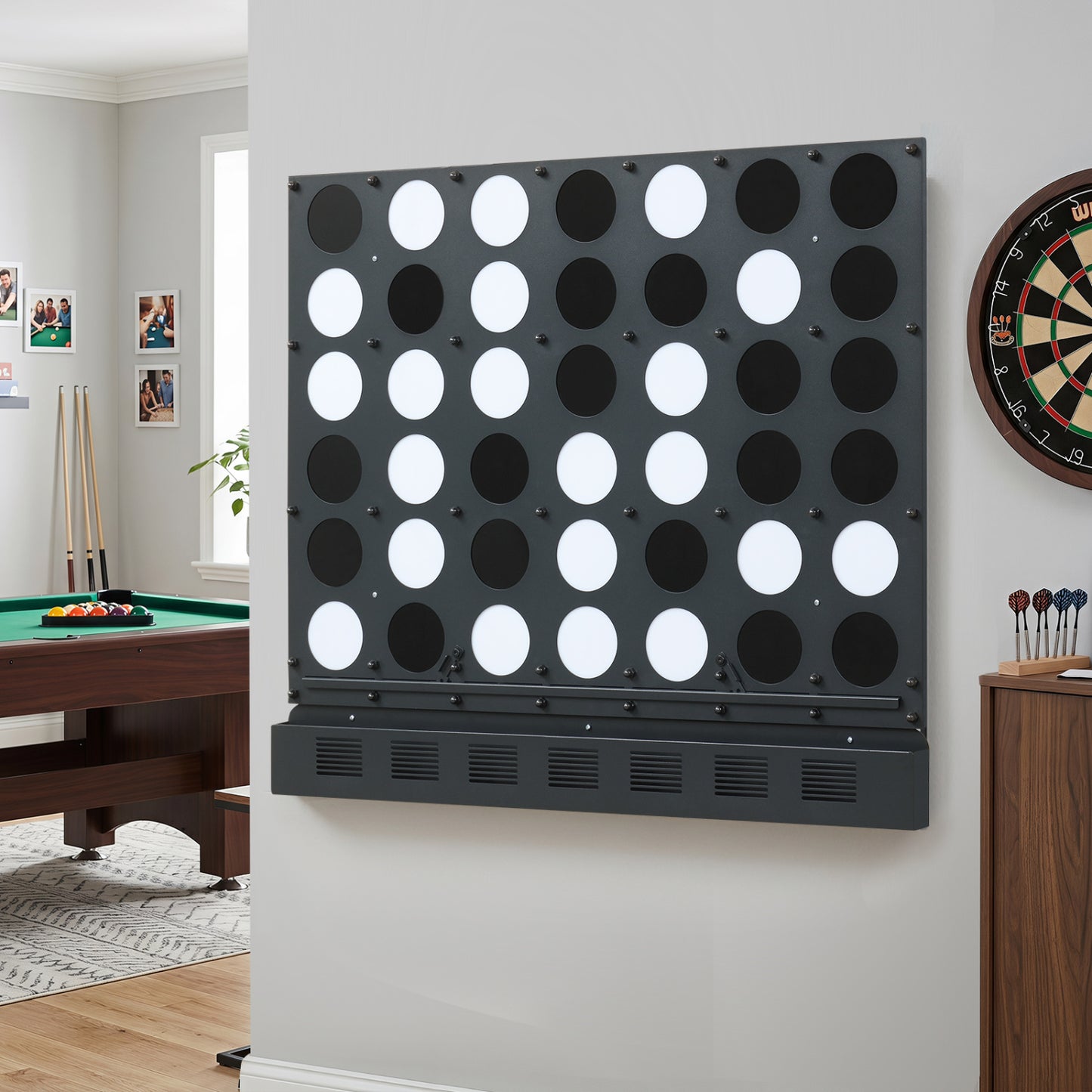 Jeu géant de Puissance 4 mural, disques en acrylique, noir