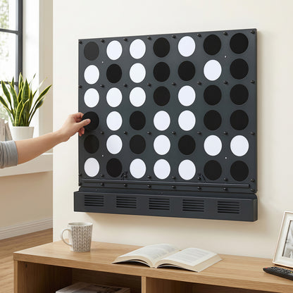 Wall-Mounted Connect-4 Game, Metal, Acrylic Discs, Black