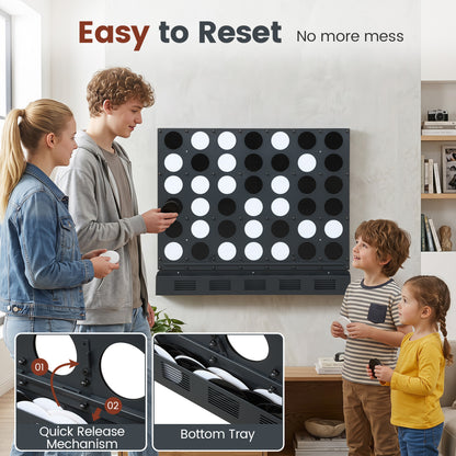 Wall-Mounted Connect-4 Game, Metal, Acrylic Discs, Black
