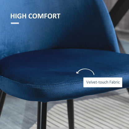 Set of 2 Mid-Back Dining Chairs, Velvet Upholstery, Dark Blue, Dark Blue Bar Stools at Gallery Canada