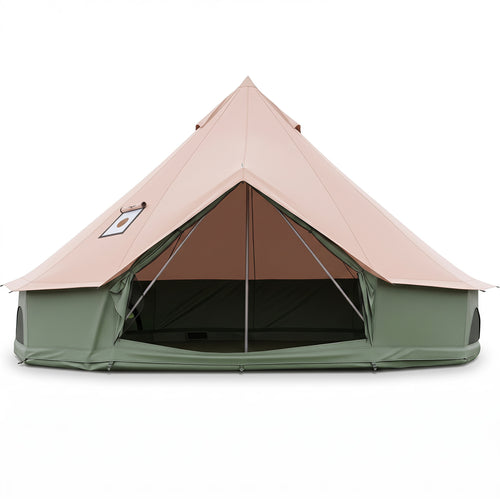 Waterproof Bell Tent With Stove Jack, Mesh Windows, L, Green