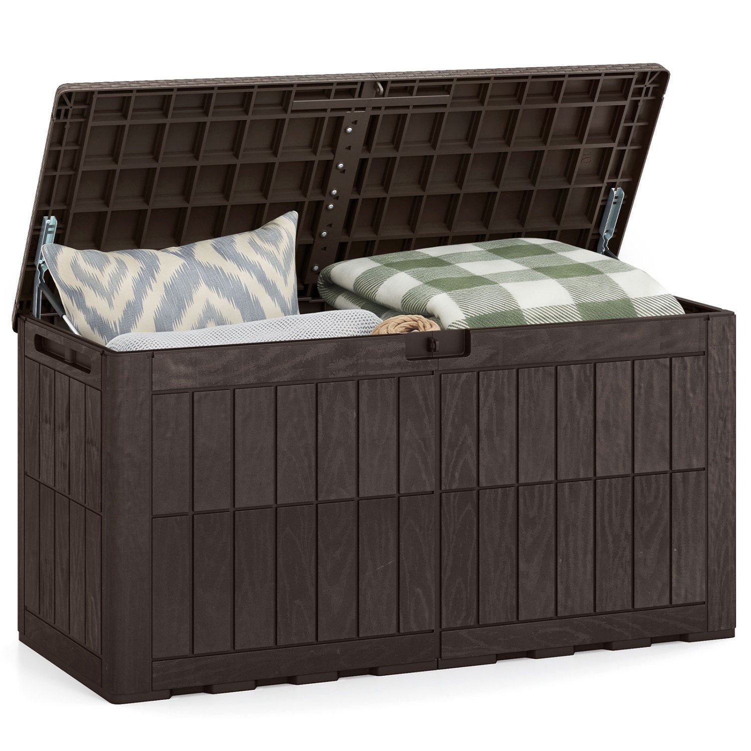 Outdoor Lockable Deck Box, Waterproof, Dark Brown Sheds & Outdoor Storage at Gallery Canada
