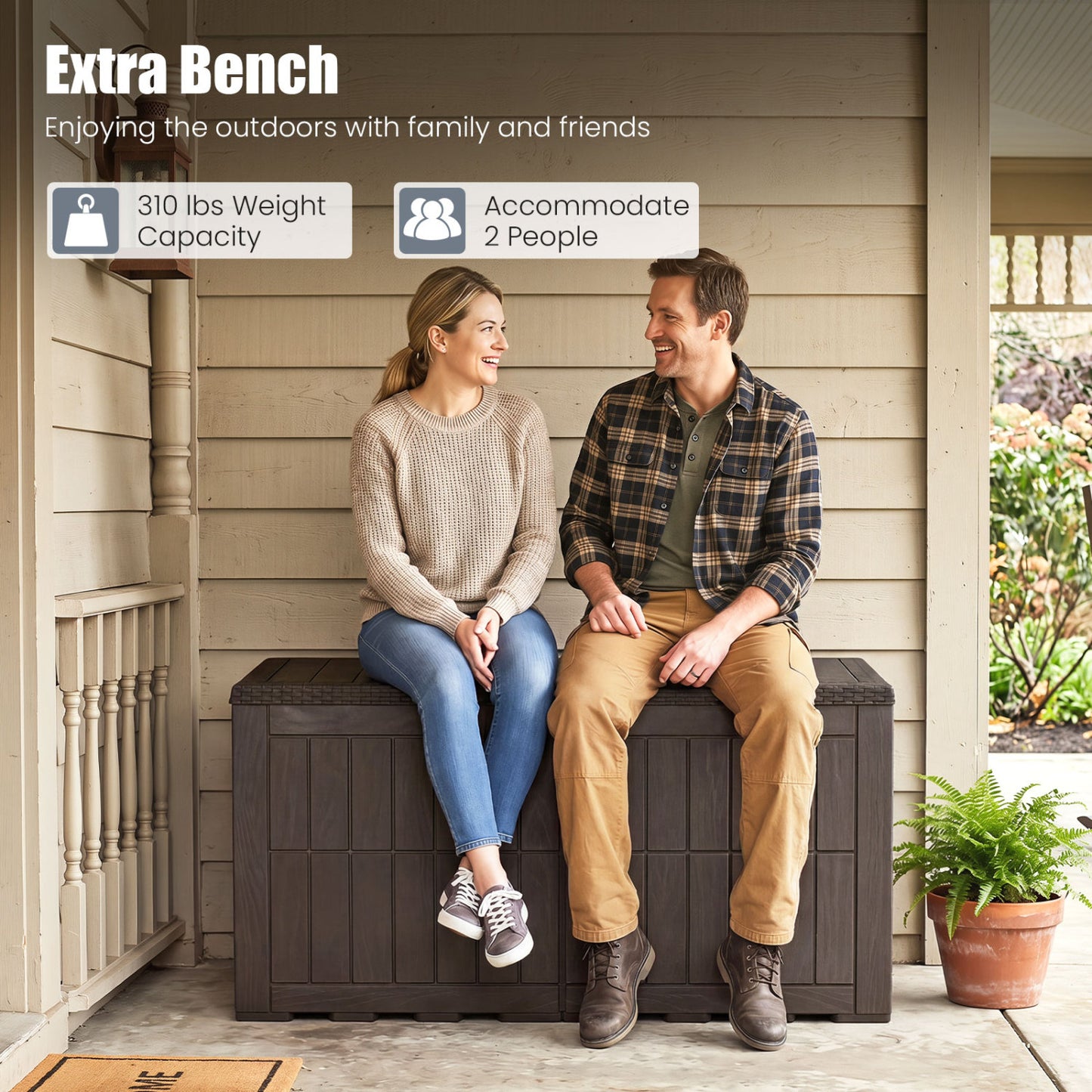 Outdoor Lockable Deck Box, Waterproof, Dark Brown Sheds & Outdoor Storage at Gallery Canada