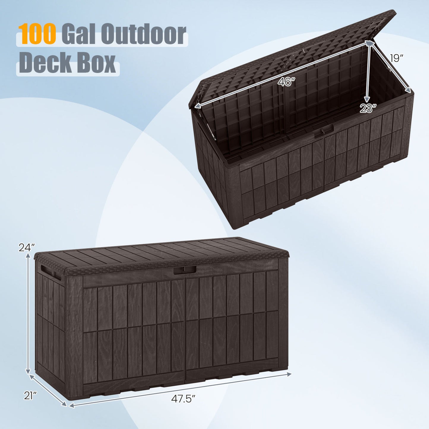 Outdoor Lockable Deck Box, Waterproof, Dark Brown Sheds & Outdoor Storage at Gallery Canada