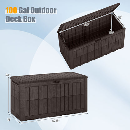 Outdoor Lockable Deck Box, Waterproof, Dark Brown Sheds & Outdoor Storage at Gallery Canada