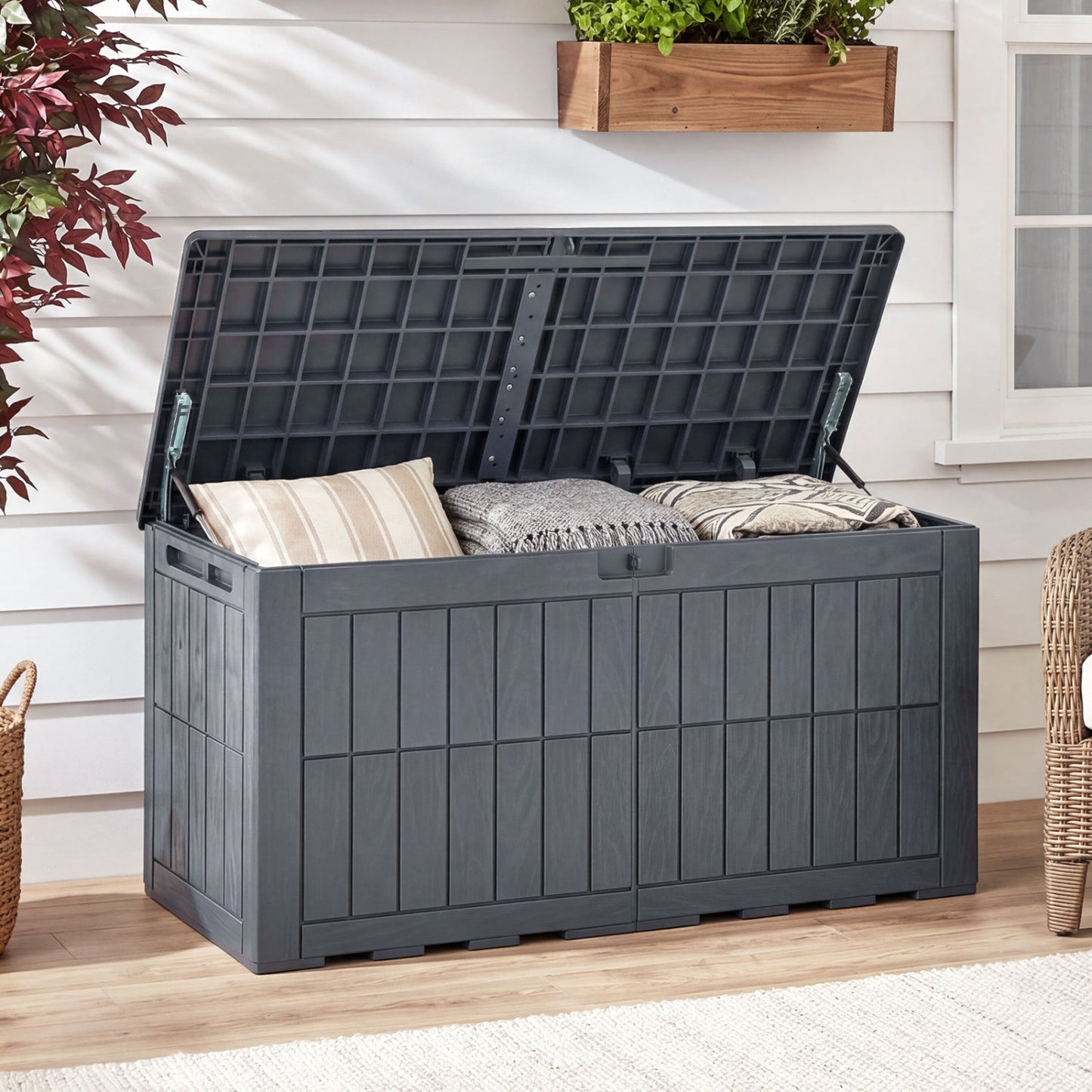 Waterproof Lockable Outdoor Deck Box, Gray Sheds & Outdoor Storage at Gallery Canada