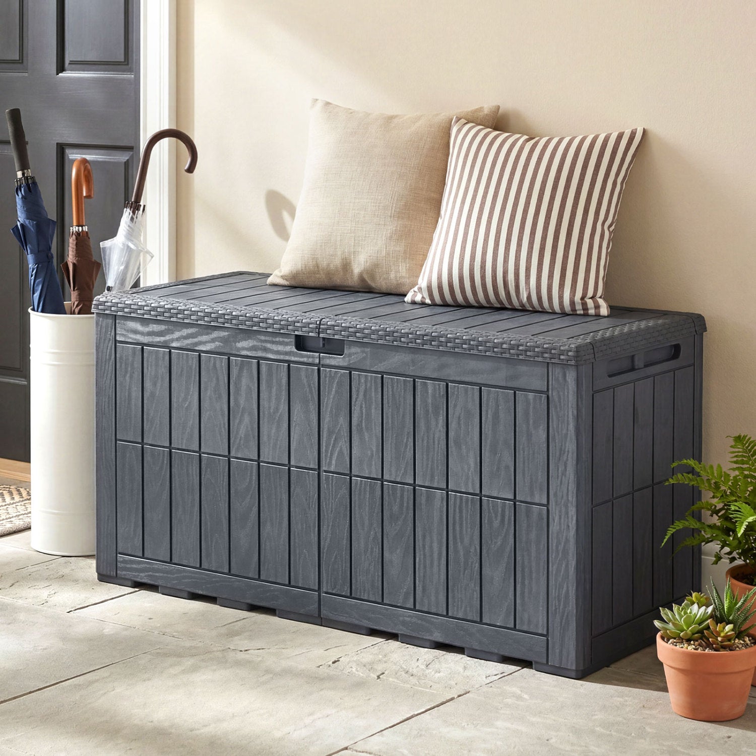 Waterproof Lockable Outdoor Deck Box, Gray Sheds & Outdoor Storage at Gallery Canada