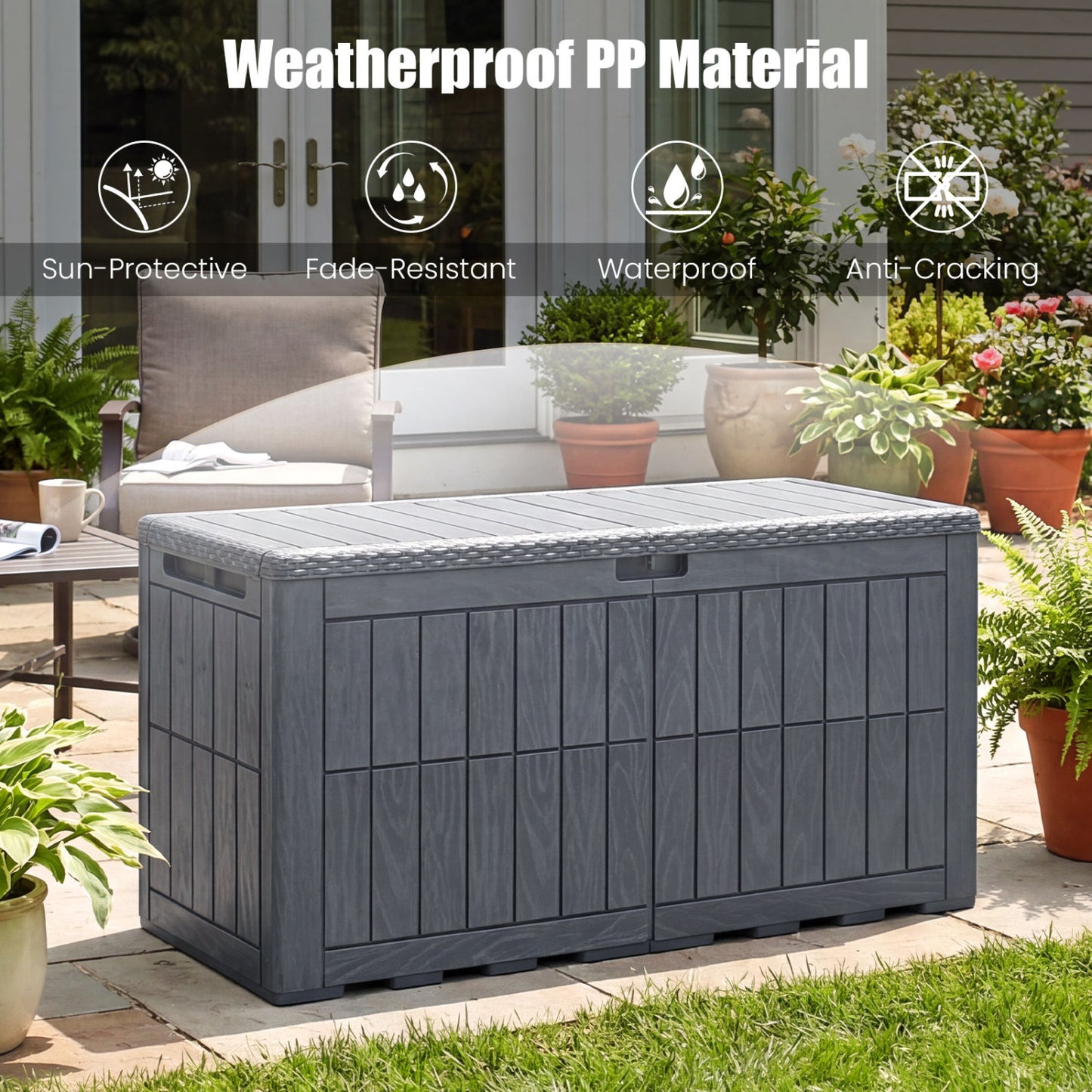Waterproof Lockable Outdoor Deck Box, Gray Sheds & Outdoor Storage at Gallery Canada