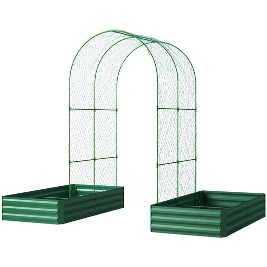 Metal Raised Garden Bed with Trellis, Galvanized Outdoor Garden Box Raised Garden Beds Green at Gallery Canada