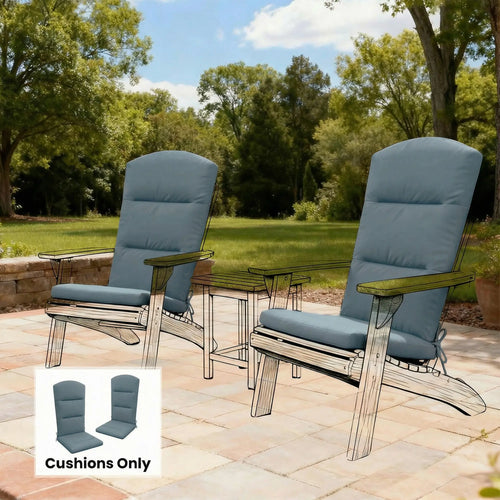 Adirondack Chair Replacement Cushion, With Back And Ties, Dark Grey
