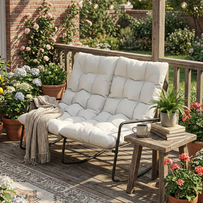 2-Person Outdoor Rocking Chair With Cushions, 528 LBS Capacity, Light Grey Outdoor Rocking Chairs at Gallery Canada