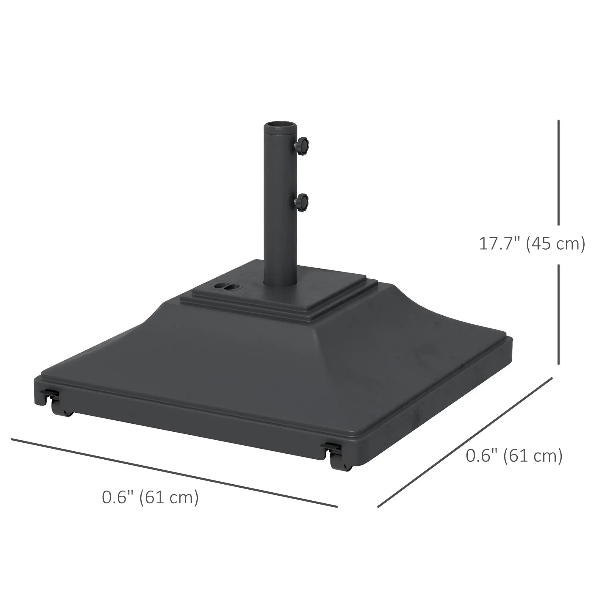 Square Umbrella Base With Wheels, 99 Lbs Water Or 132 Lbs Sand Filled, Black Umbrella Bases at Gallery Canada