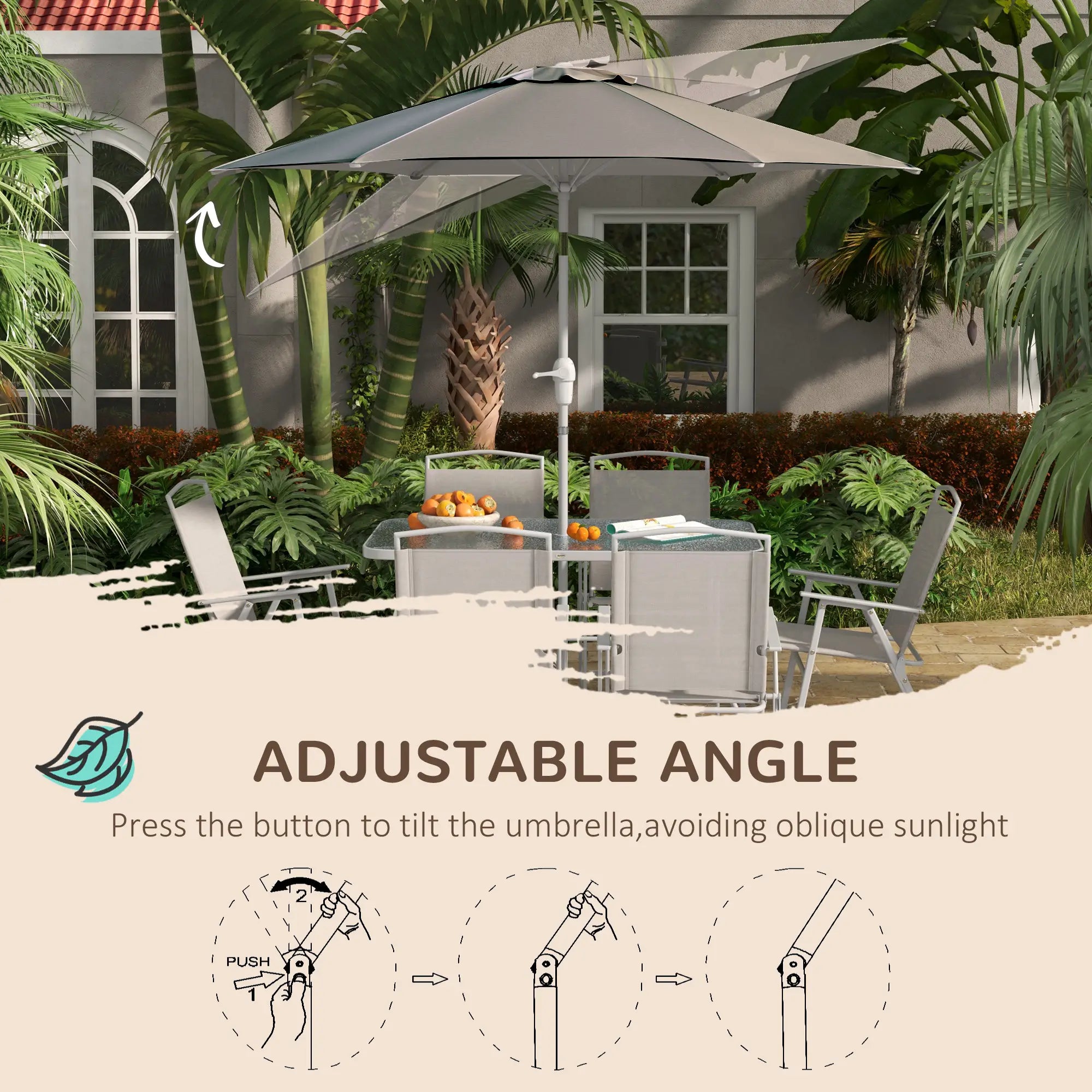 8 Piece Patio Dining Set, 6 Folding Chairs, Rectangle Table, Grey Outdoor Dining Sets at Gallery Canada