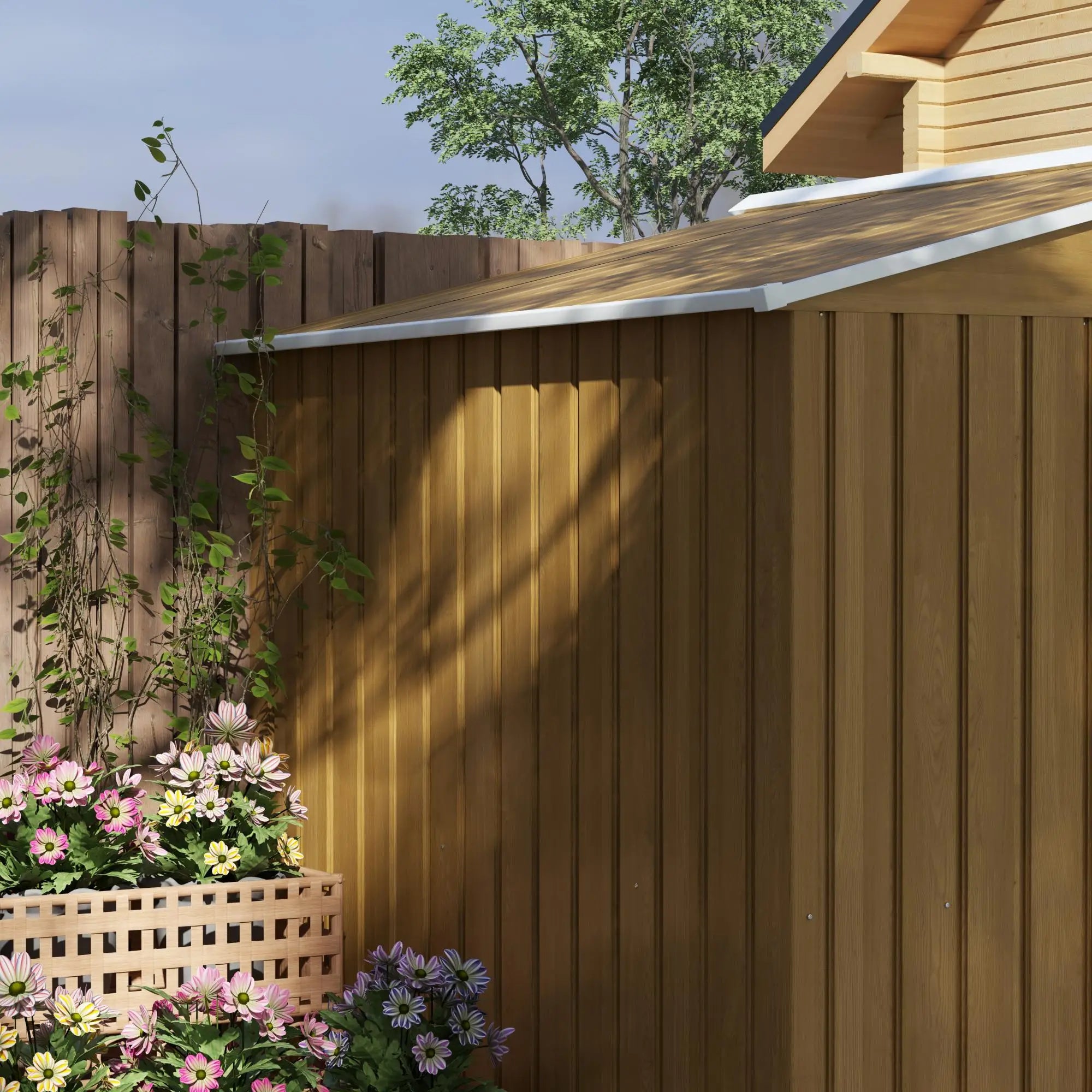8' x 6' Metal Outdoor Storage Shed, Garden Tool House, Dark Brown Sheds at Gallery Canada