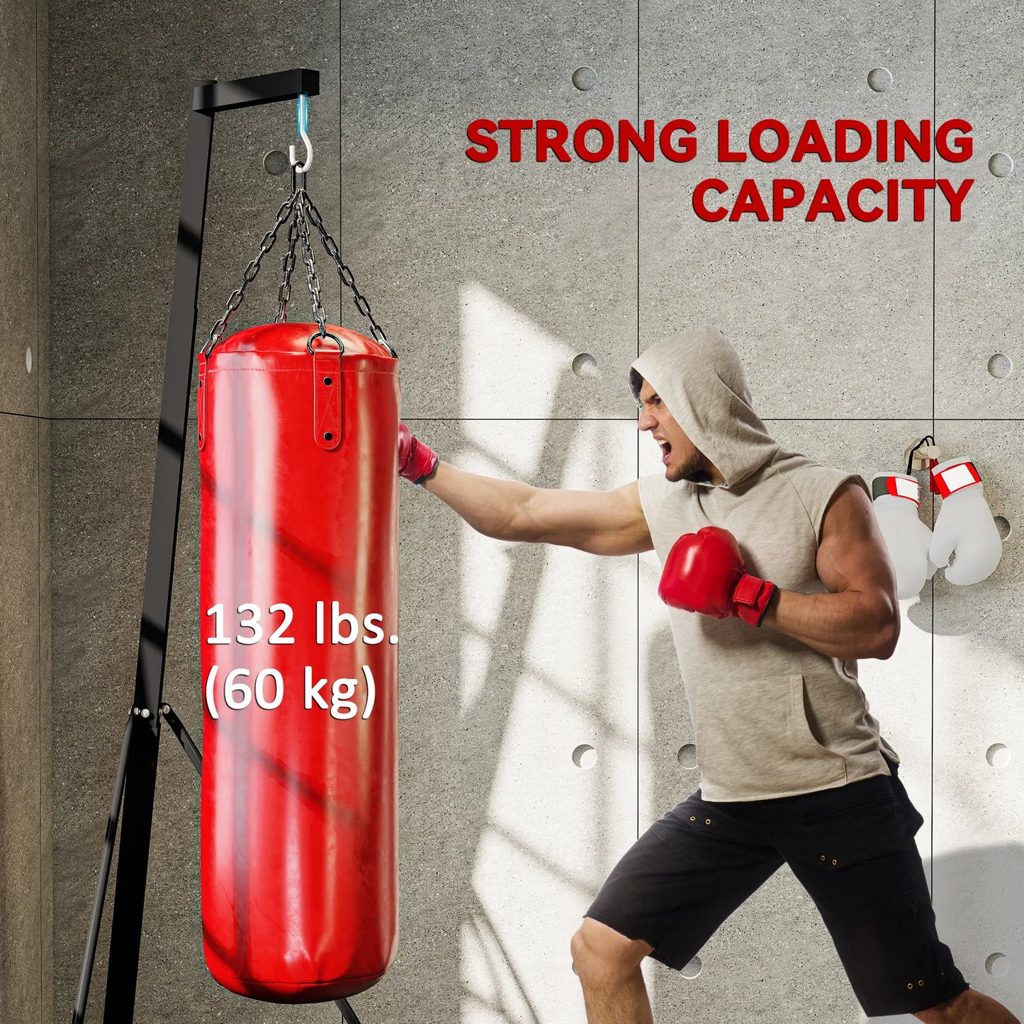 Foldable Punch Bag Stand, Adjustable Height, Freestanding, Stand Only Punching Bag Hangers at Gallery Canada