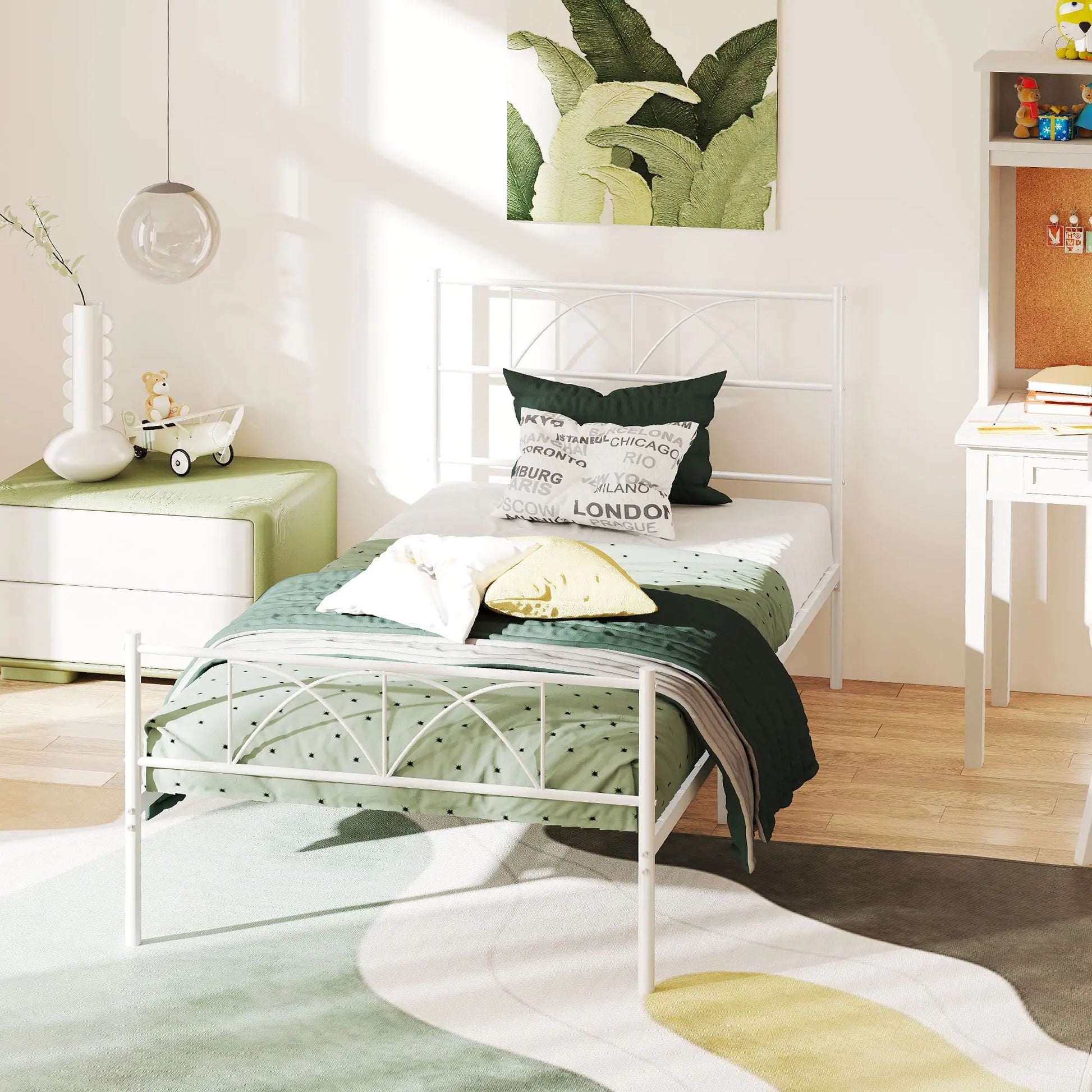 Metal Twin Bed Frame, Headboard, Steel Slat Support, Underbed Storage Bed Frames at Gallery Canada