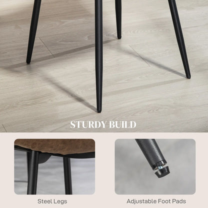 Retro Dining Table Chairs Set of 4, PU Leather Upholstered Bar Stools at Gallery Canada