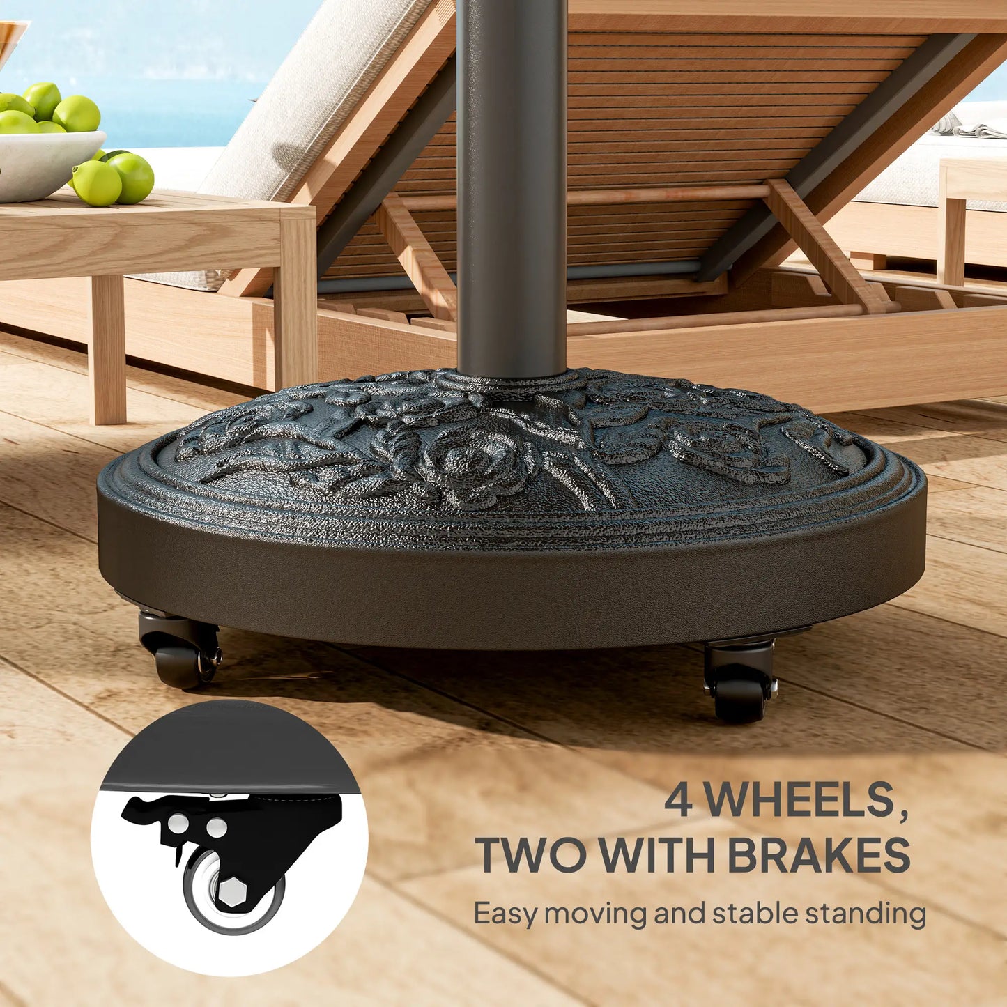 46 lbs Resin Round Patio Umbrella Base With Wheels, Black Umbrella Bases at Gallery Canada