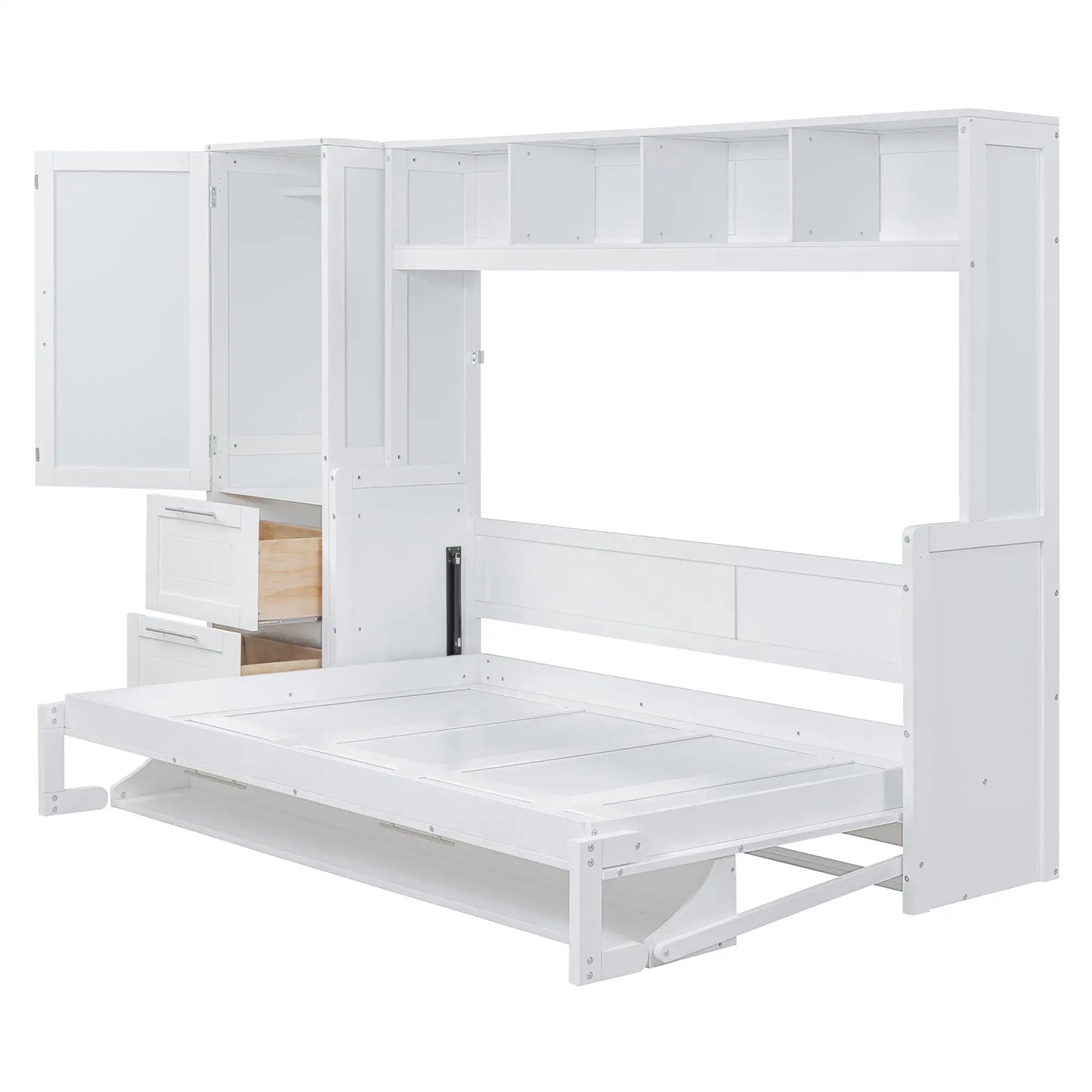 Murphy Bed with Side Flip, Closet, Drawers, 112" L x 21.5" W x 78.5" H, White Bed Frames at Gallery Canada