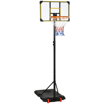 Portable Basketball Hoop, 6ft-7ft Adjustable, Wheels, 28" Backboard, Youth Basketball Black, Yellow at Gallery Canada