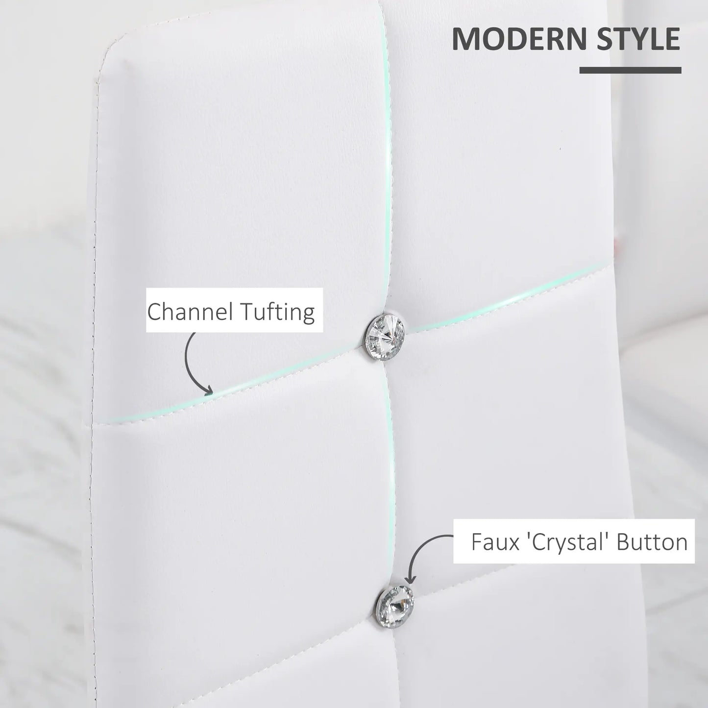 Modern Dining Chairs, Set of 4, Button Tufted High Back, White Bar Stools at Gallery Canada